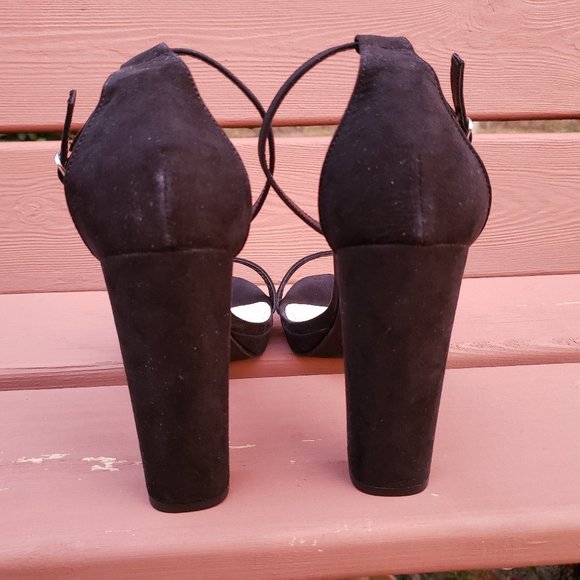 Essential Suede Platform Heels - 10 - Black - Picture 3 of 6